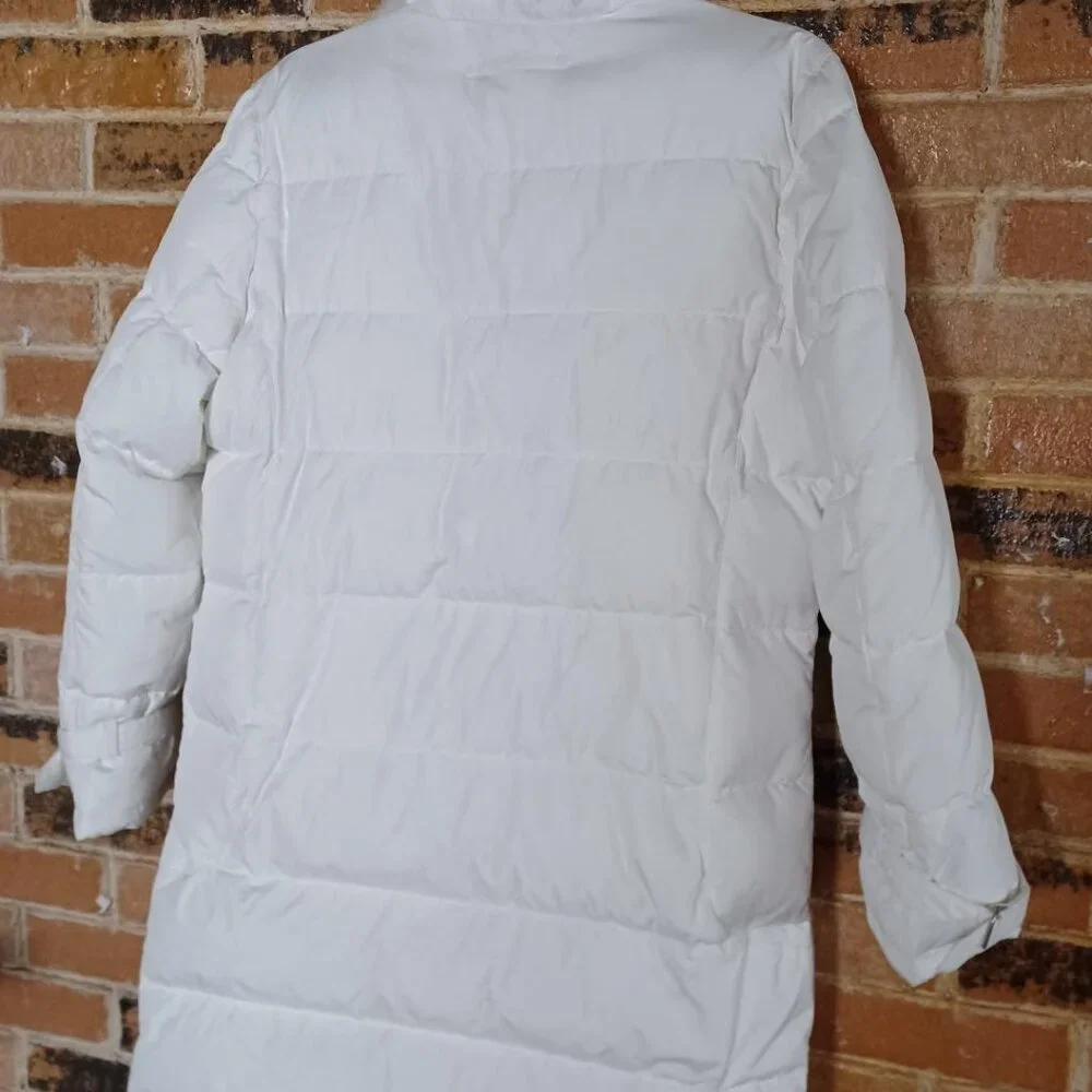 Utex Design White Down Puffer Coat w/ Fur Trim - Picture 3 of 8